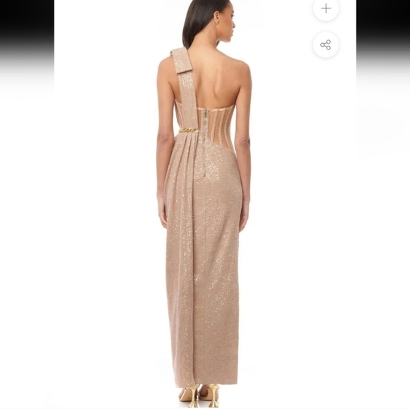 Eliya the Label Annalise Corset Gown Dress Sequin Champagne Large NWT - Picture 6 of 11